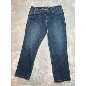 INC Denim Jeans size 12 Skinny Leg Regular Fit Ankle Crop Dark Blue
